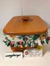 Longaberger 1998 Signed Address Basket w/ Liner, Protector, Lid, & Cards