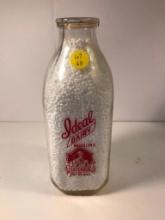 Vintage Ideal Dairy Glass Milk Bottle w/ Bordner's IGA Lid - Massillon OH