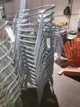 Stack of 15 Gray Metal Chairs