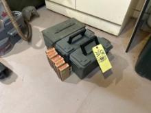 2 Plastic Ammo Boxes, 1 Metal Ammo Box & 7 Boxes of 204 Ruger Brass
