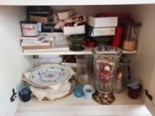 Contents of 2 Cabinets - Vases, Glassware, Candles, & more