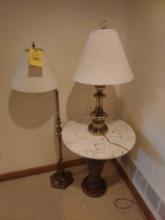 Marble Top Stand, Lamp, & Floor Lamp