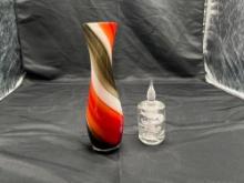 Nasco Art Glass Vase, Art Glass Signed Perfume Bottle