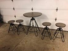 Modern Industrial style high top table and 4 bar stools