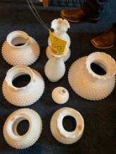 Milk Glass Vases and Lamp Shade