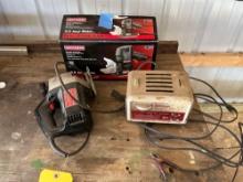 Battery charger, jig saw, biscuit joiner