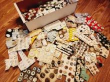 Large box lot: antique & vintage Mother of Pearl shell clothing buttons