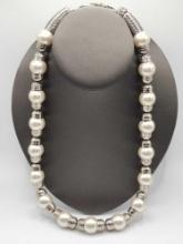 Vintage YSL Yves Saint Laurent faux pearl & chrome necklace