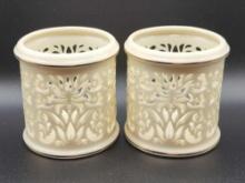(2) fine Lenox porcelain candle votives