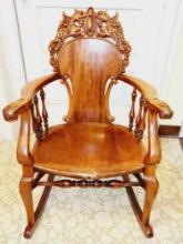 Antique hand carved dragon / griffin rocking chair, circa 1910