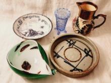 Lot: Venetian glass bowl, antique blue & white, art pottery