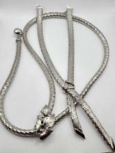 Vintage Whiting & Davis silver tone mesh belt & necklace