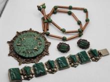 Vintage Mexican jewelry: necklace, bracelet & earrings