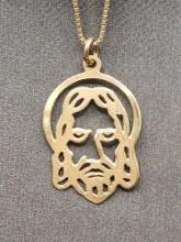 Vintage 14k gold Jesus pendant & 18" box chain