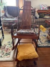 Wooden Rustic Rocker and Foot Stool