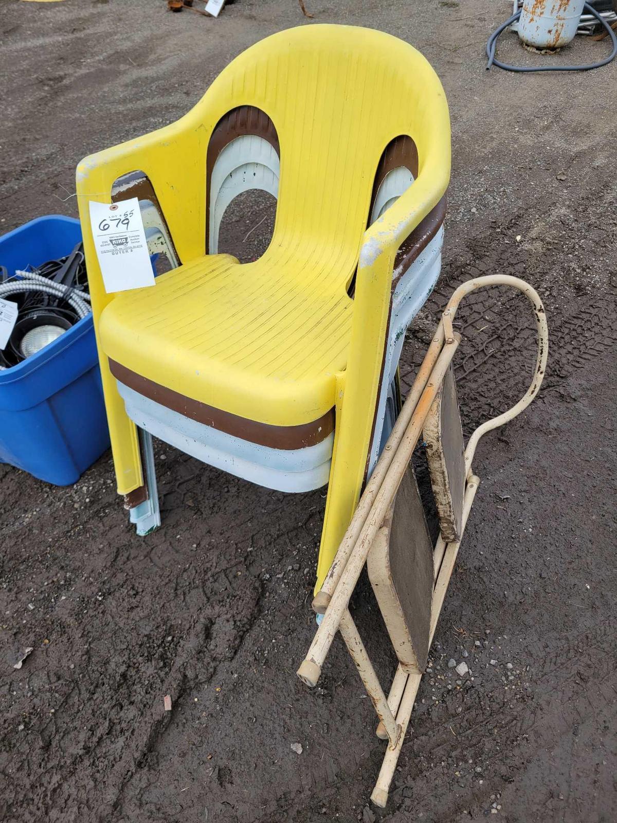 metal outdoor chairs & stepstool