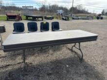 2 plastic folding tables & 20 stack chairs