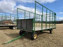 Heavy duty homemade 8 ft 9 in X 18 bale wagon with JD 720 gear