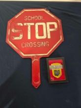 Ohio Bus Line Company Badge and Double Sided School Crossing Sign