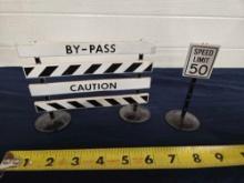 2 Pressed Steel Metal Road Signs