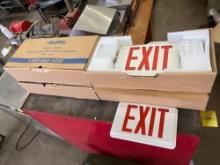 (4) NIB Global Combo Exit Signs, Red Letters w/ LED Optics