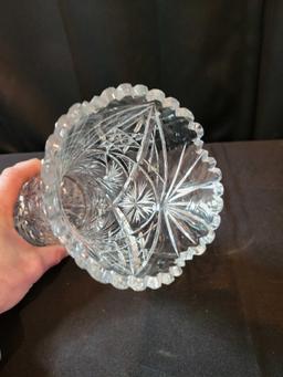 Antique cut glass vase with stars