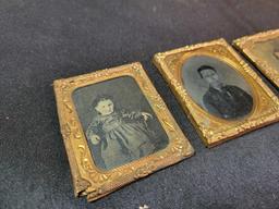 3 Antique tin type photographs