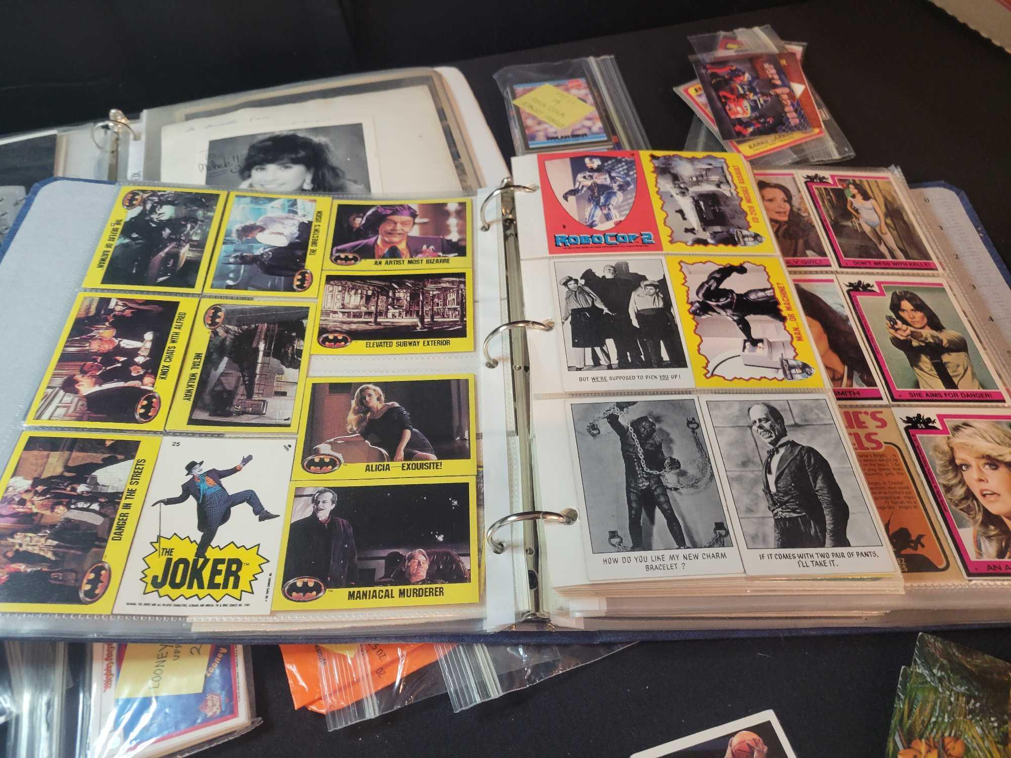 Albums of sports and non sports trading cards, signed photos, staw wars and Superman