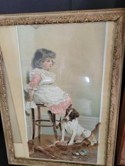 Canvas boy print, Victorian girl with dog and Margaret Kane print