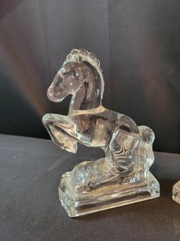 Vintage pair of LE Smith glass horse bookends