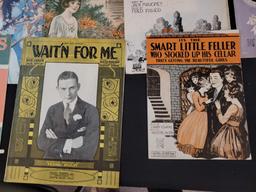 Box lot of early sheet music with unusual and artistic covers