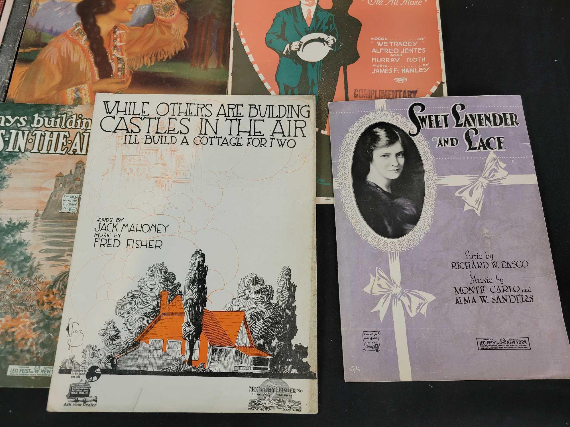 Box lot of early sheet music with unusual and artistic covers