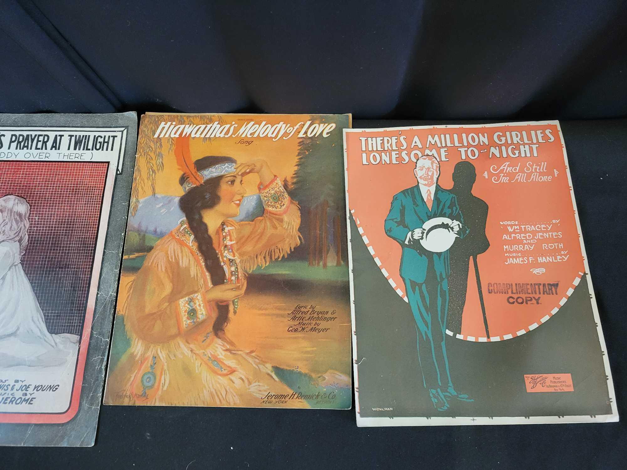 Box lot of early sheet music with unusual and artistic covers