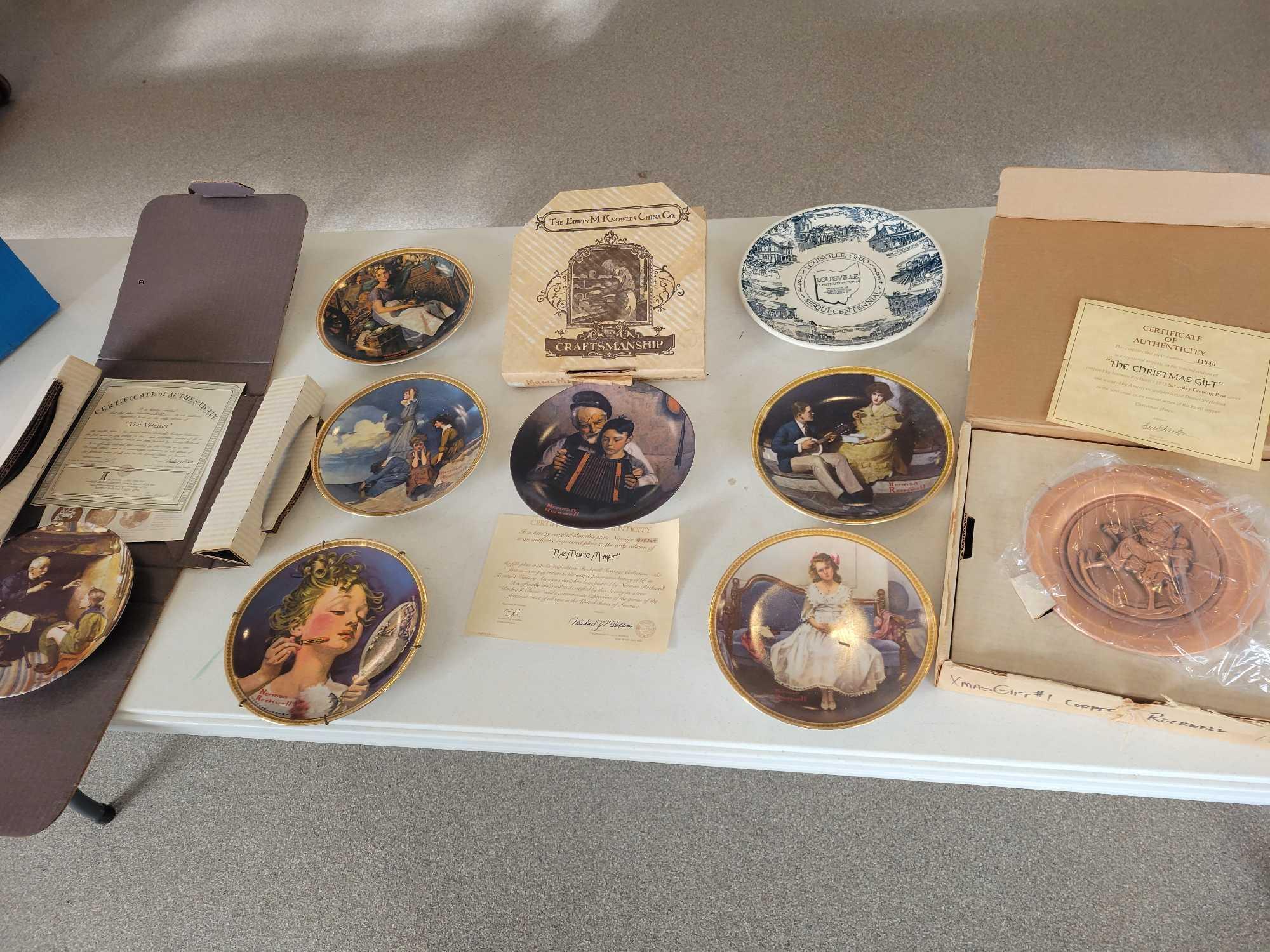 Norman Rockwell Knowles collector plates and Louisville Sesqui centennial plate