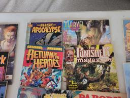 Group of comic books, Black Widow, Deadpool, Spider man and adult themed comics
