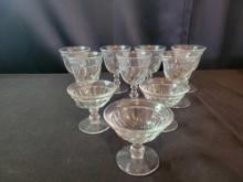 Fostoria Concord glassware, 7 large and 3 small glasses