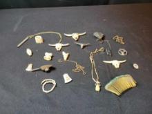 Group of vintage bone carved jewelry,