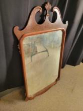 Mahogany finish wall hanging mirror