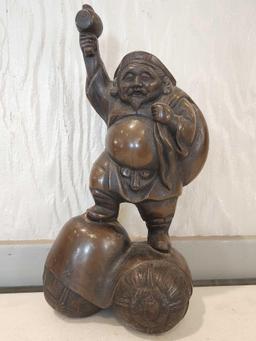 Antique Japanese bronze statue of Daikoku / Hotei