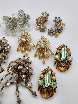 (5) vintage rhinestone earrings