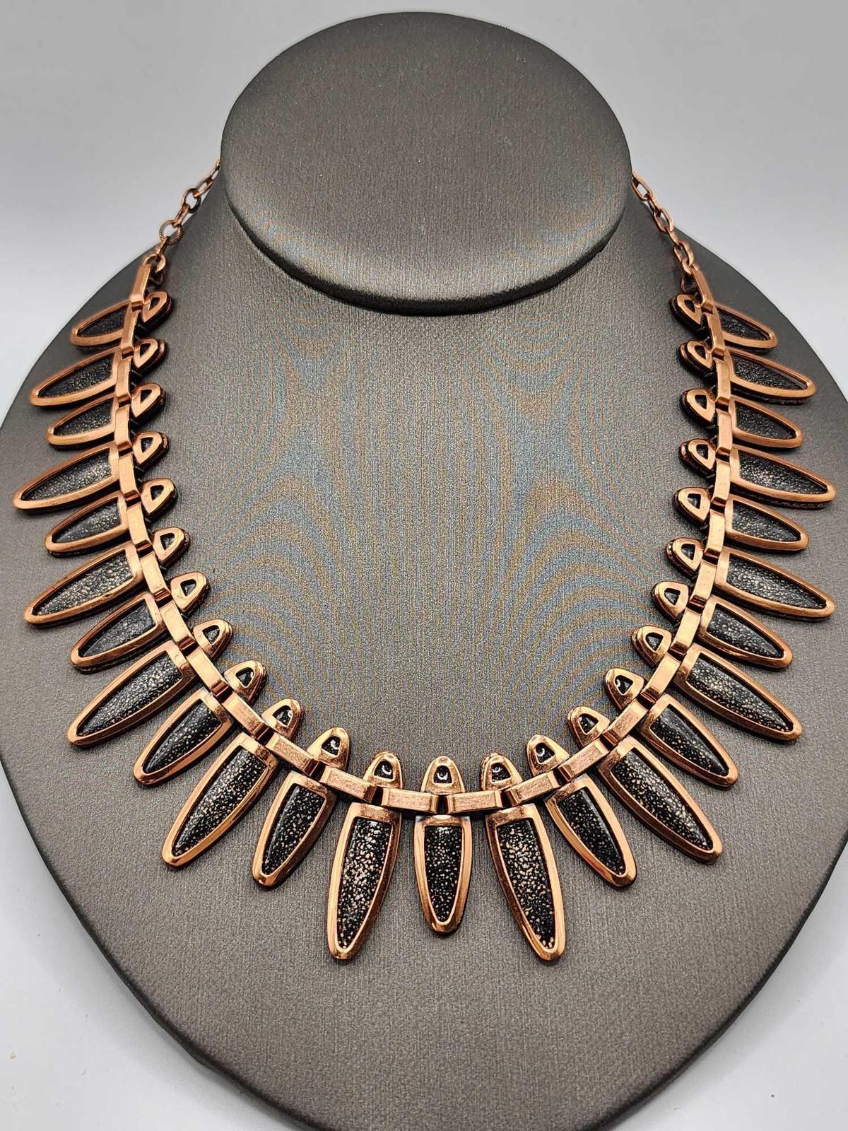 Vintage 1950s Matisse enameled copper necklace