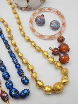 Vintage Italian glass jewelry: beads, bracelets +