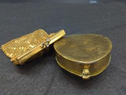 Antique Arts & Crafts brass heart shaped jewelry box