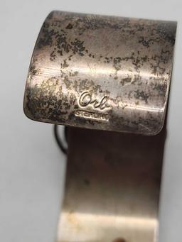 Vintage sterling silver cuff bracelet signed Orb, Modernist