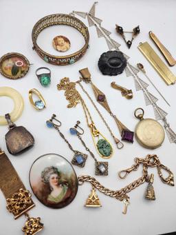 Large lot of antique jewelry: most Victorian