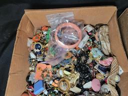 Group of assorted costume jewelry, pins, necklaces, brooches and earrings