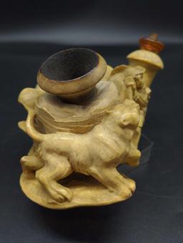 Large Intricately Carved Meerschaum Smoking Pipe As-Is