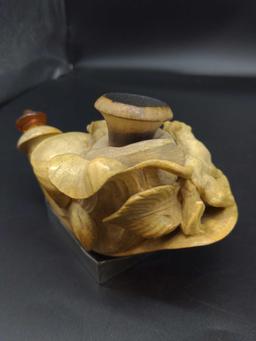 Large Intricately Carved Meerschaum Smoking Pipe As-Is
