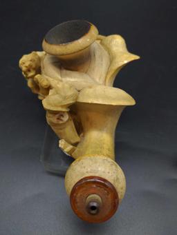 Large Intricately Carved Meerschaum Smoking Pipe As-Is