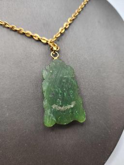 Vintage carved jadeite Guanyin Bodhisattva pendant